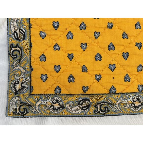 Valdrôme France Quilted Cotton Placemat Yellow Blue Provençal Print Vintage - Picture 2 of 5